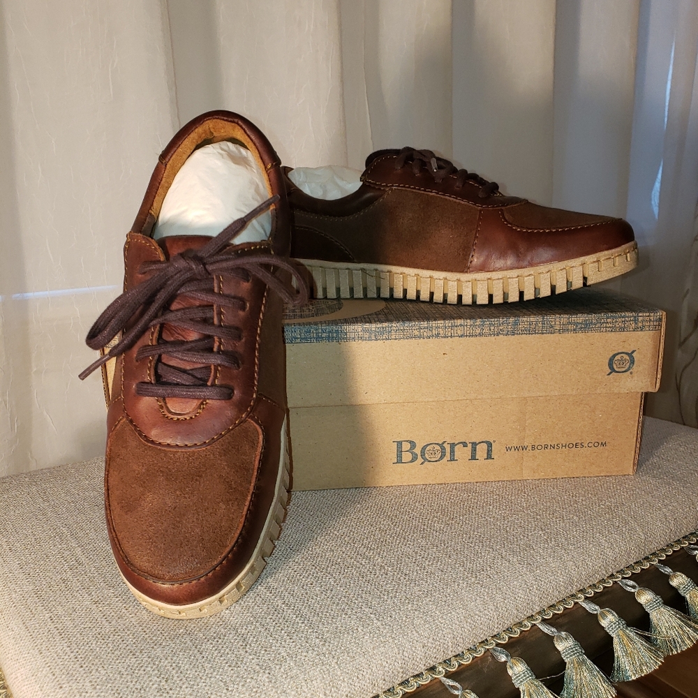 Born leather and suede sneakers.  Size 8